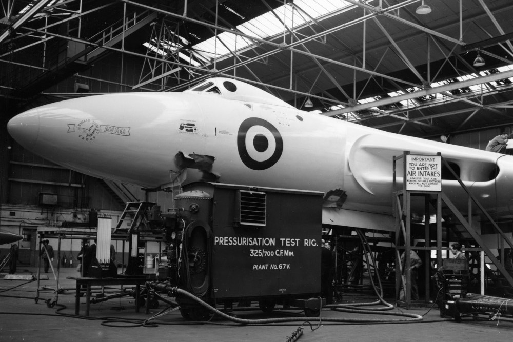 Second Vulcan prototype VX777 in the Woodford assembly sheds. (Avro)