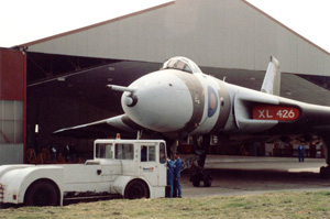 Being moved into the BAF hangar for the airframe survey in 1990